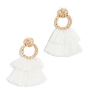 For Love & Lemons Loop Fringe Earrings - white